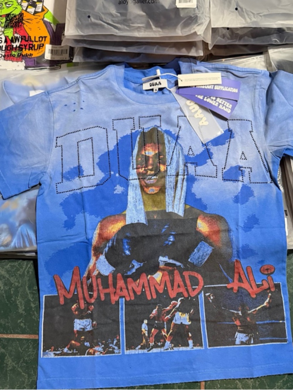 Blue Graphic Short Sleeve Tee with Muhammad Ali Print -